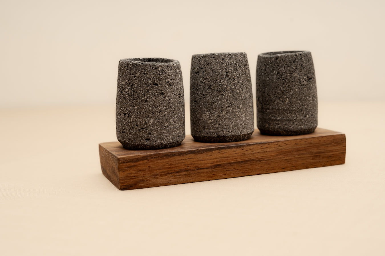 Set of 3 Basalt stone shot glasses