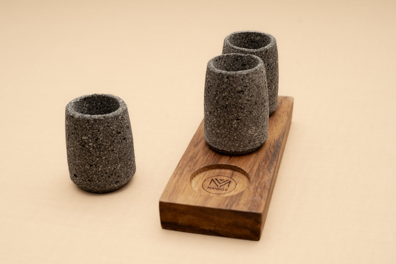 Set of 3 Basalt stone shot glasses