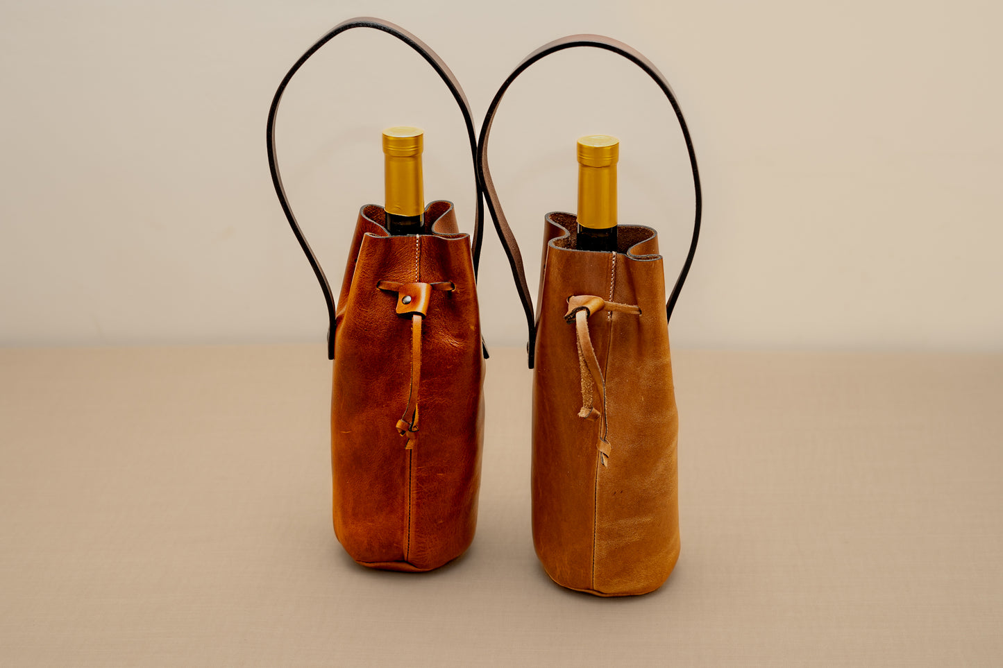 Leather Bag for One bottle with strap