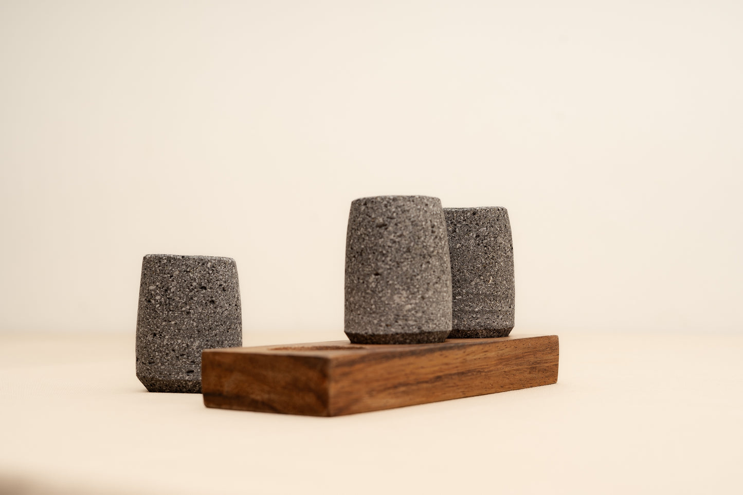 Set of 3 Basalt stone shot glasses